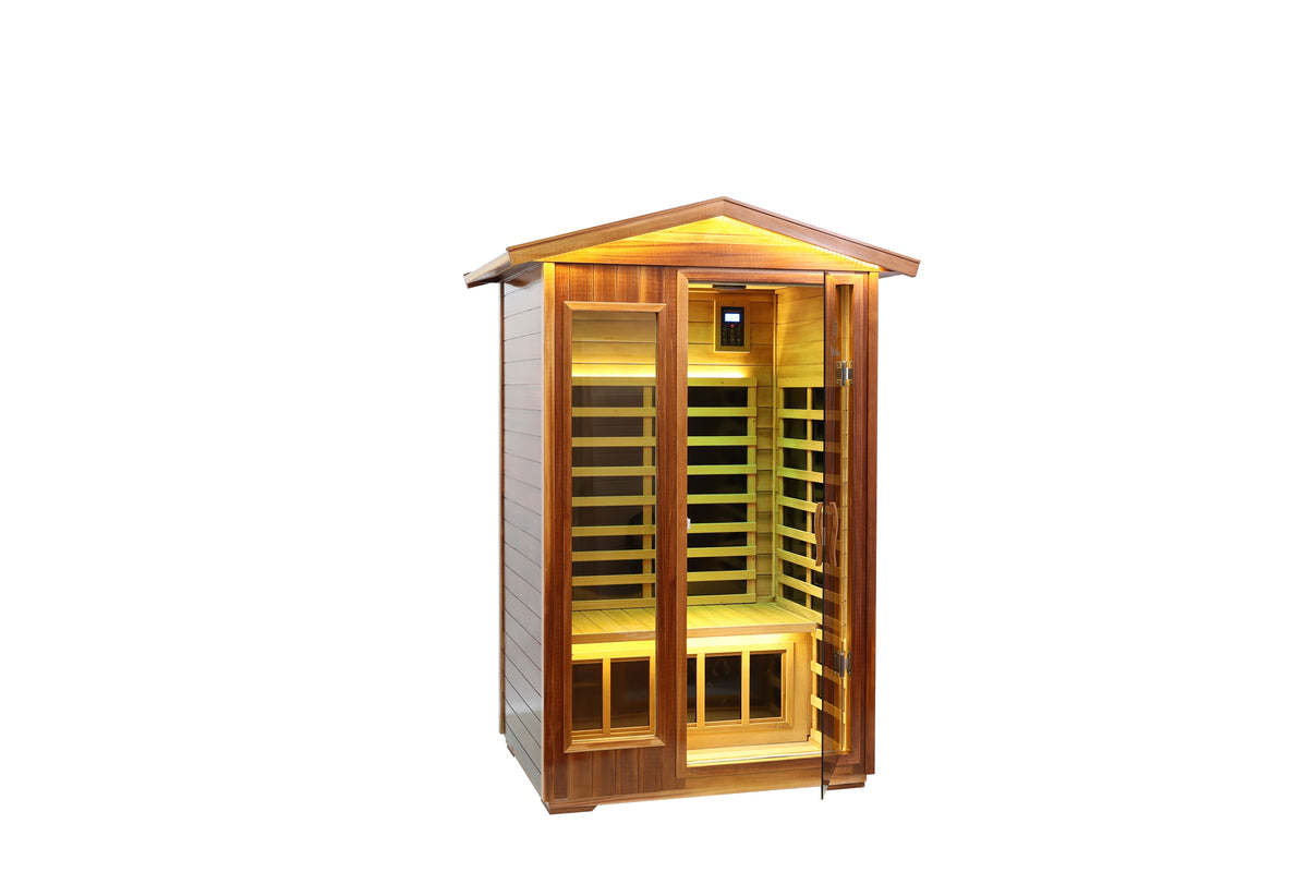 Two-Person Far-Infrared Outdoor Sauna with Carbon Heating Panels - Solid Wood