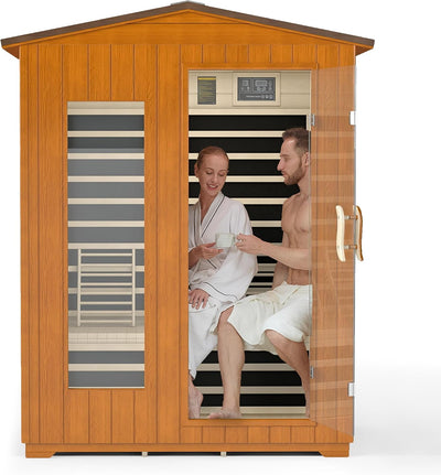 3-Person Outdoor Low-EMF Infrared Sauna with 7-Color Chromotherapy Lighting