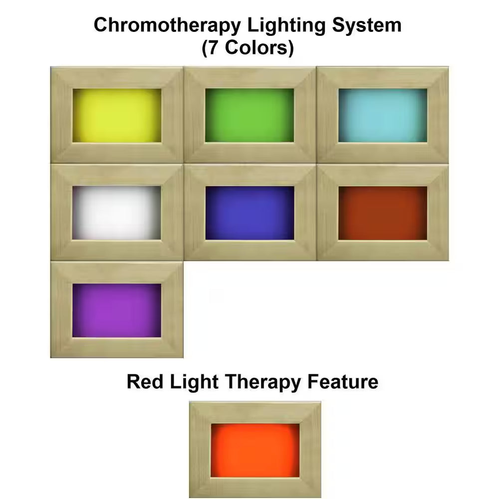 Alpine Upgraded 3 Person Infrared Sauna with 7 Dual Tech Infrared Heaters, Red Light and Chromotherapy and Sound System