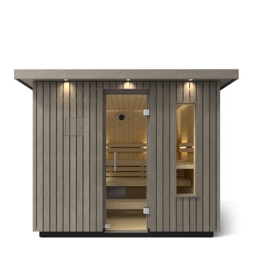 KOHLER C2 Traditional Outdoor Sauna, Weathered Grey Spruce — 3, 5 or 6 Person