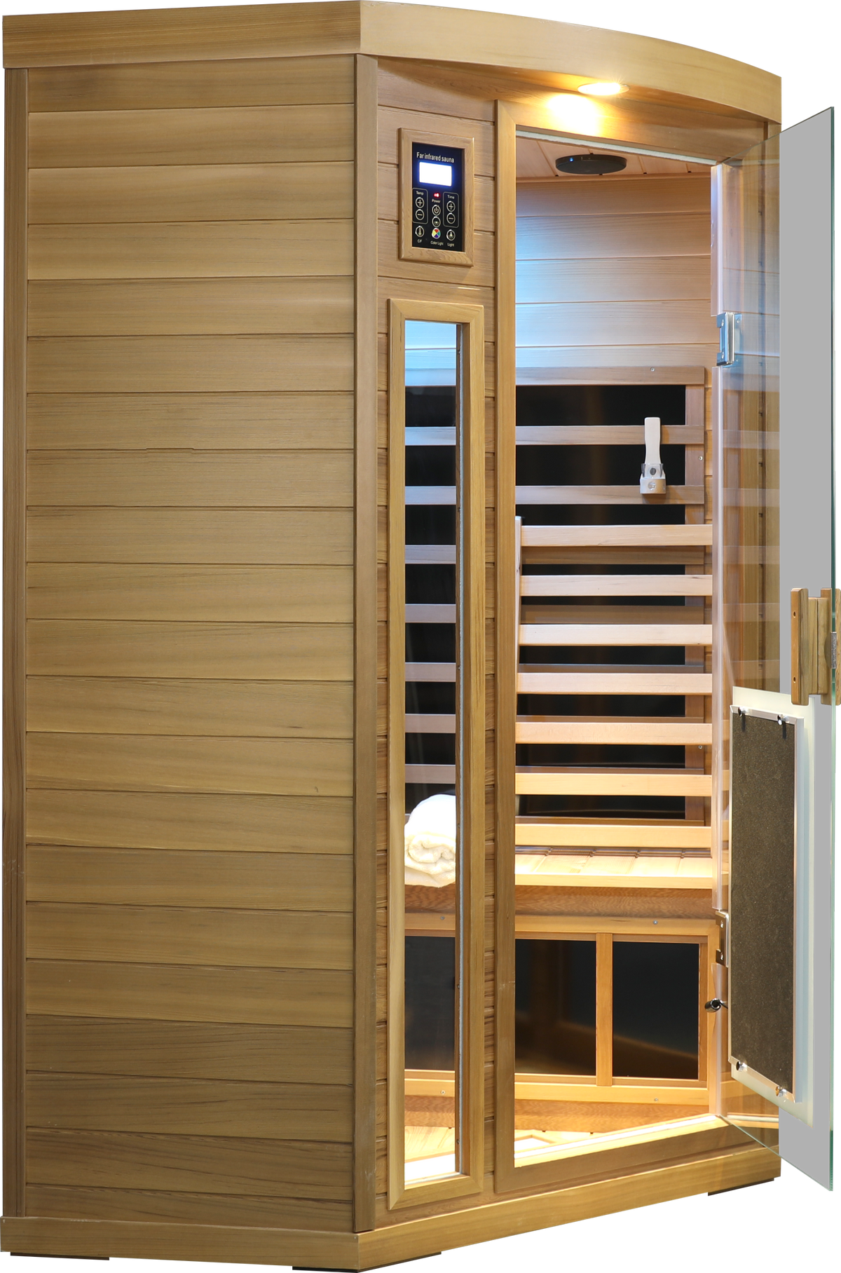 Low EMF Far-Infrared Two Person Sauna with LCD Touch Control - Natural Red Cedar