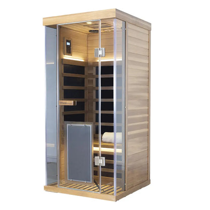 Wizzisauna SR01 1-Person Red Cedar Far Infrared Sauna with 6 Carbon Heaters
