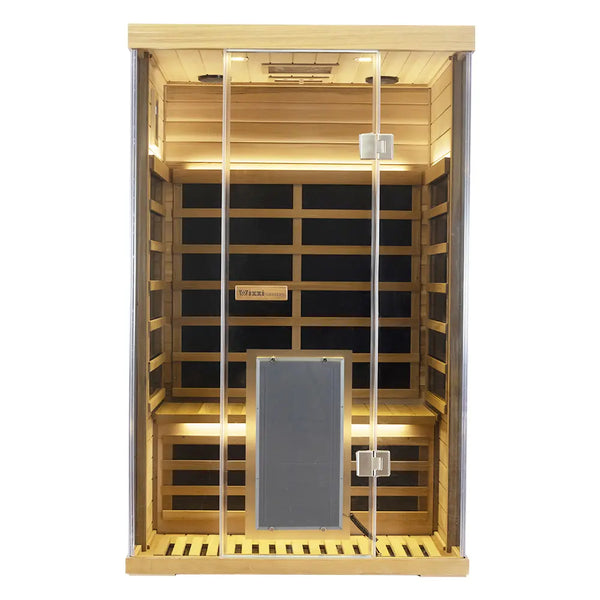 Wizzisauna SR02 2-Person Red Cedar Far Infrared Sauna with 6 Carbon Heaters