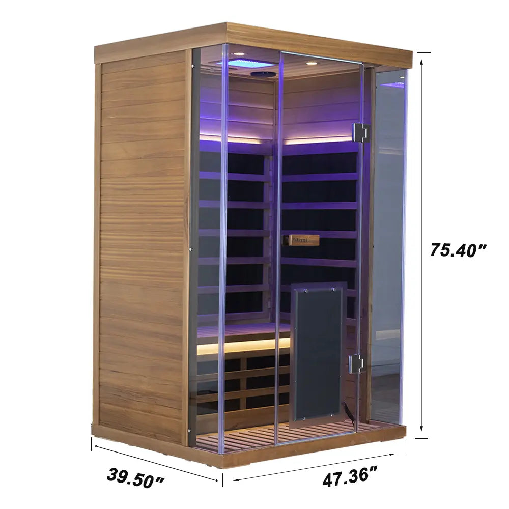 Wizzisauna SR02 2-Person Red Cedar Far Infrared Sauna with 6 Carbon Heaters