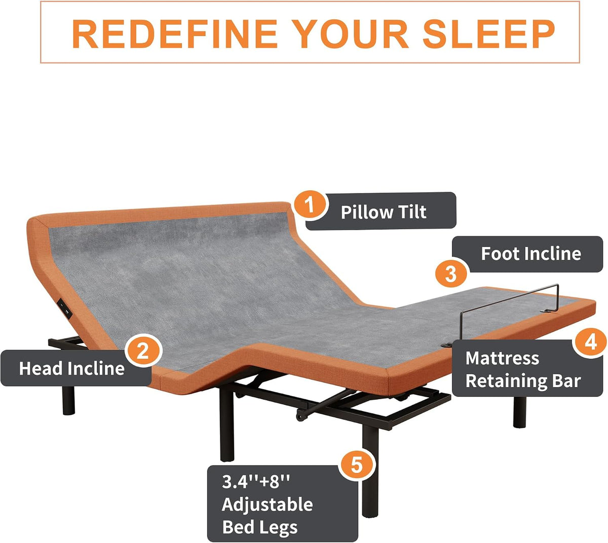 Queen Adjustable Bed Frame 14" Hybrid Mattress with Massage