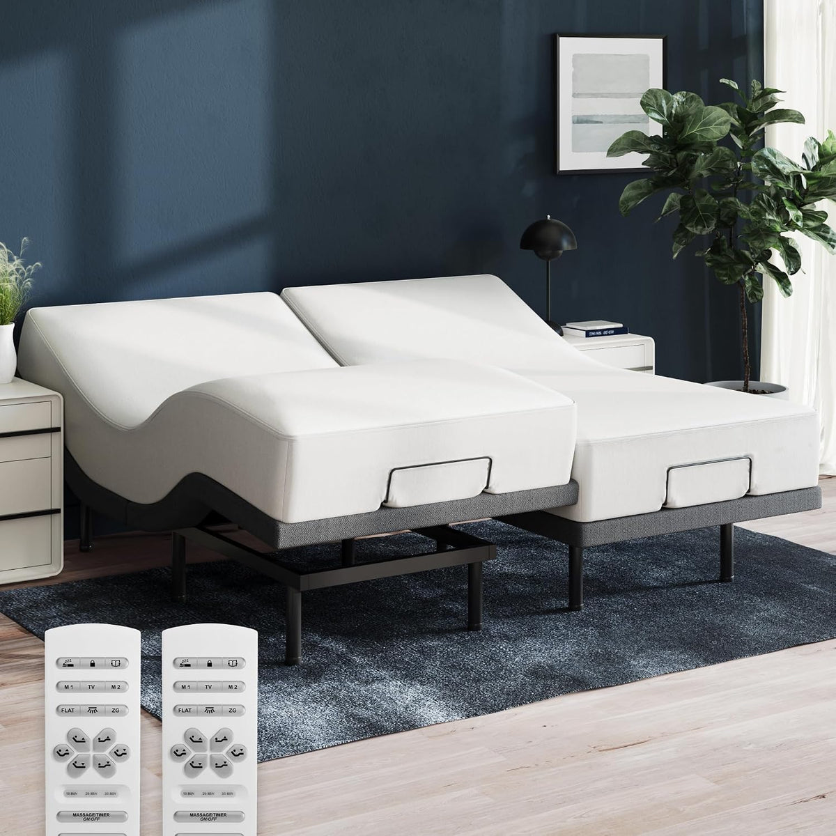 Nectar Premier Full Adjustable Base & 13” Hybrid Mattress (New) - Head & Foot Incline - Medium Firm Memory Foam & Coils - Cooling Upgrade - 3 Massage Settings - 365-Night Trial & Forever Warranty