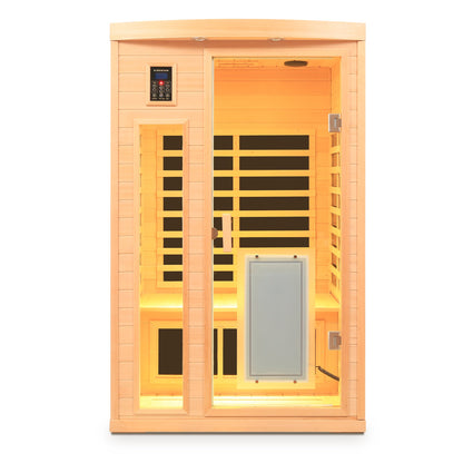 Home Furnishers 2-Person Far Infrared Indoor Sauna with 8 Heating Panels, Hemlock Wood