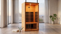 1 Person Extendable FAR Infrared Sauna for Home, Hemlock Wood Low EMF 6 Carbon Heaters Indoor Saunas with LED Lights, Bluetooth Speaker, Digital Control Panel, and Seating Bench — Lifestyle