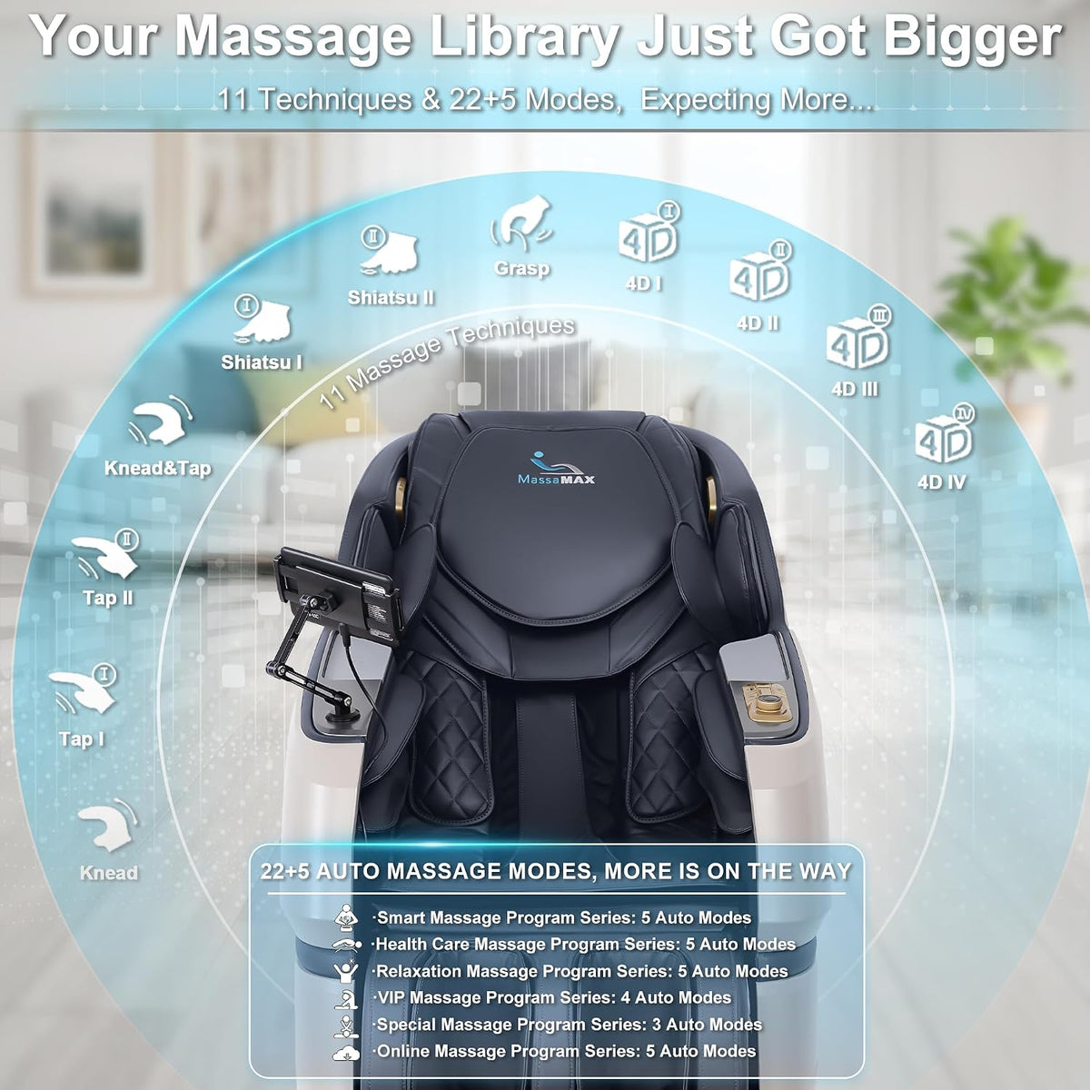 2026 4D Massage Chair, Full Body Recliner with OTA Cloud Tech, Deep Yoga Stretch, 27 Auto Modes, 55" SL Track, APP & AI Voice Control, Auto Footrest, Zero Gravity, and Heating for Relaxation
