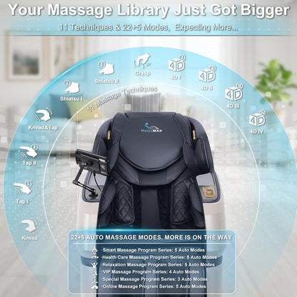 2026 4D Massage Chair, Full Body Recliner with OTA Cloud Tech, Deep Yoga Stretch, 27 Auto Modes, 55" SL Track, APP & AI Voice Control, Auto Footrest, Zero Gravity, and Heating for Relaxation