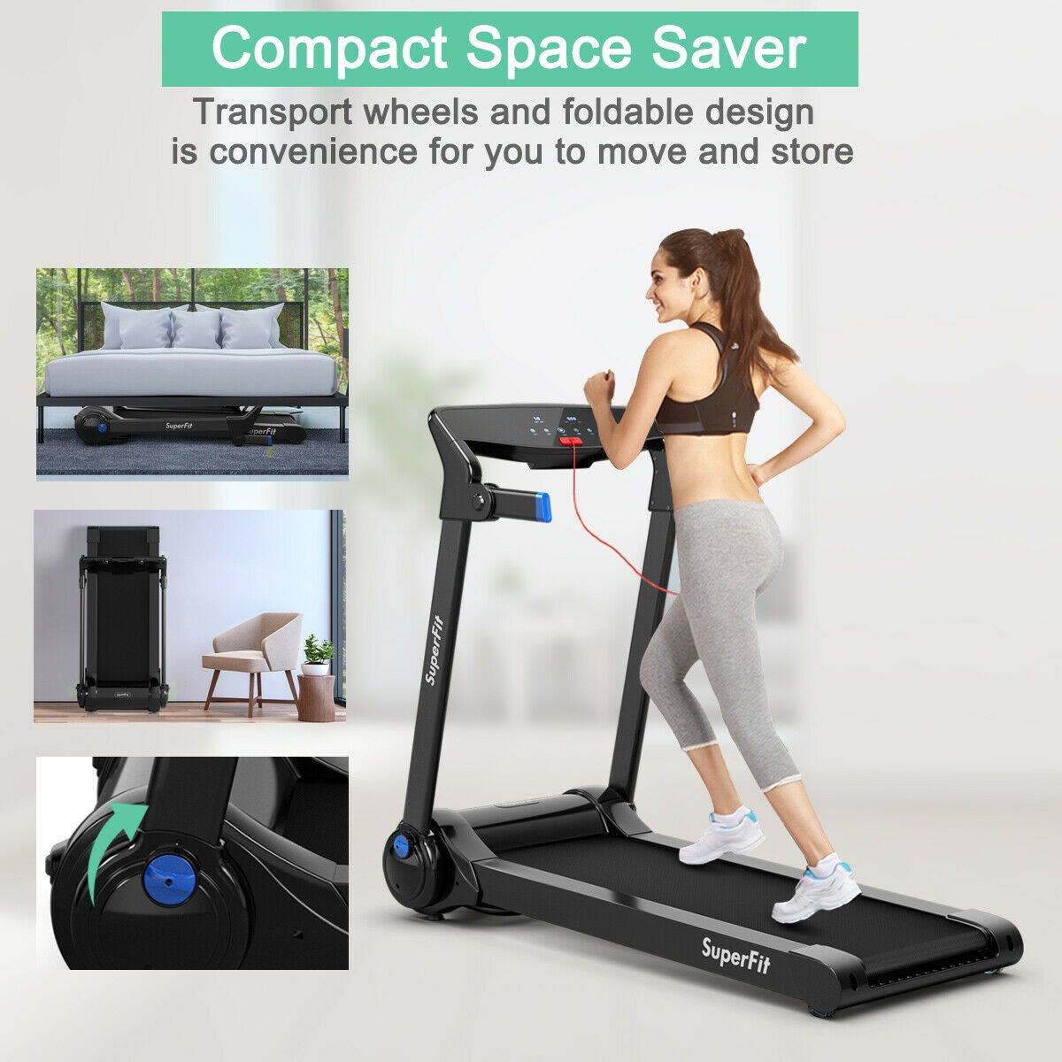 Costway SuperFit 3 HP Folding Treadmill with Bluetooth Speaker