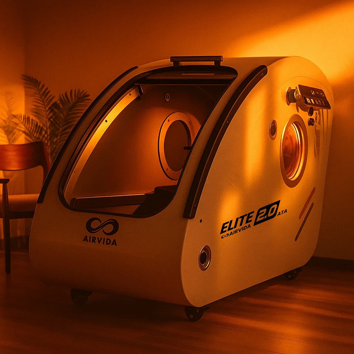 Airvida Elite Hard Shell Sitting Hyperbaric Chamber — Stainless Steel, 1.3–2.0 ATA, BIBS Oxygen