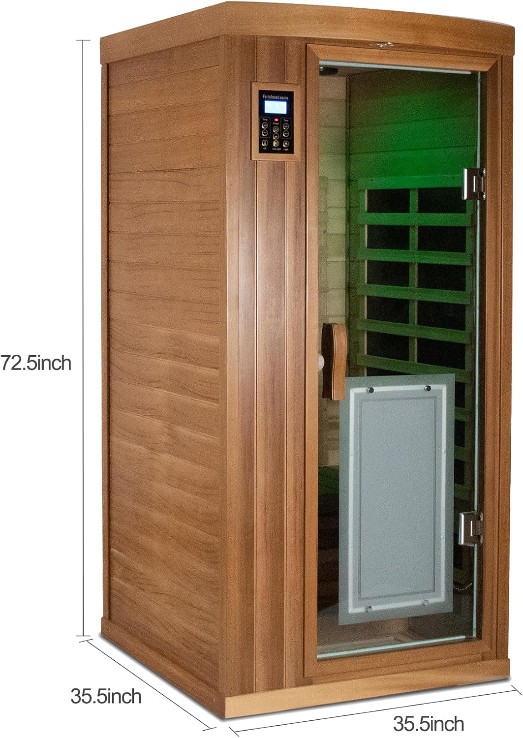 Home Sauna Far Infrared Sauna 1 Person plus Low-Emf Natural Red Cedar Indoor Sauna Spa, 1510W Infrared Sauna for Home, 8 Low Electromagnetic Field Heaters, 2 Bluetooth Speakers, 1 LED Reading Lamp