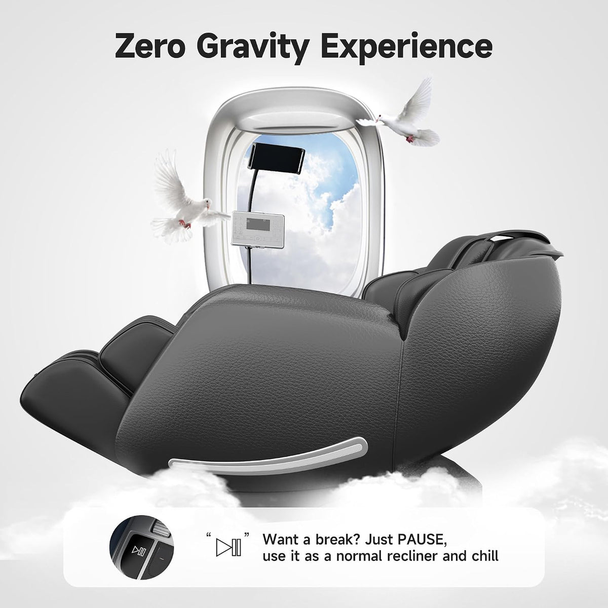 Massage Chair Full Body with Unique Phone Controller, Zero Gravity 3D Sl-Track Recliner with APP Control, Child Lock,Pause Button, Favor-06, Black