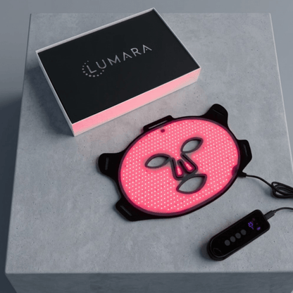 Lumara VISO Red Light LED Face Mask, FDA 510(k) Cleared, 470 Micro-LEDs at 660 nm, Full-Face Silicone Mask with 5-Minute Timer, Wired Controller and Adjustable Strap