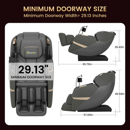 3D Massage Chair, Full Body Zero Gravity Recliner with SL Track, Yoga Stretching, Foot Rollers, Bluetooth, Heating, Black