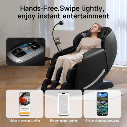 Massage Chair Full Body with Unique Phone Controller, Zero Gravity 3D Sl-Track Recliner with APP Control, Child Lock,Pause Button, Favor-06, Black