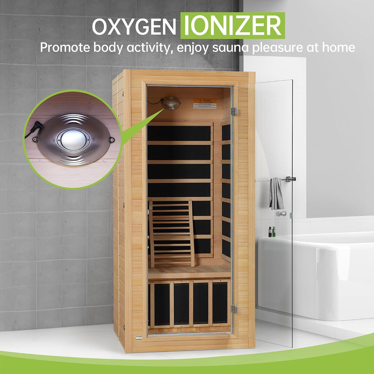Sauna 1 Person Low EMF FAR Infrared Sauna with Red Light Therapy