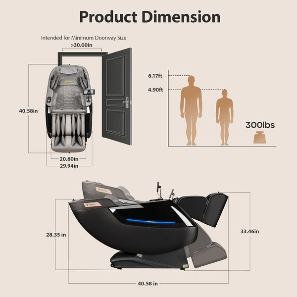 GetHope 4D Full-Body Massage Chair with 53.2-Inch SL-Track, 32 Airbags, 3-Stage Zero Gravity, Voice Control, and Wireless Charging