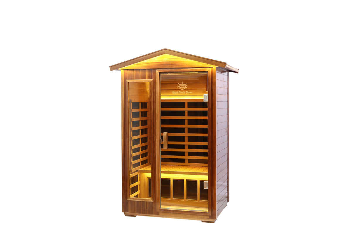 Two-Person Far-Infrared Outdoor Sauna with Carbon Heating Panels - Solid Wood