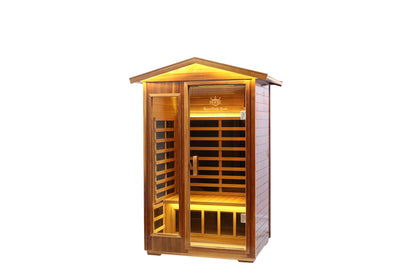 Two-Person Far-Infrared Outdoor Sauna with Carbon Heating Panels - Solid Wood