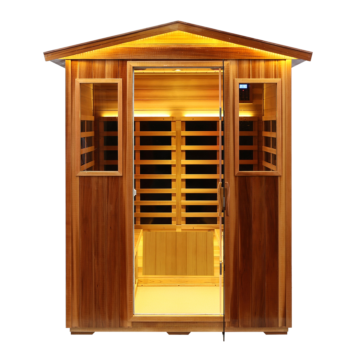 Four-Person Far-Infrared Outdoor Sauna with Carbon Crystal Heating Plates - Natural Hemlock