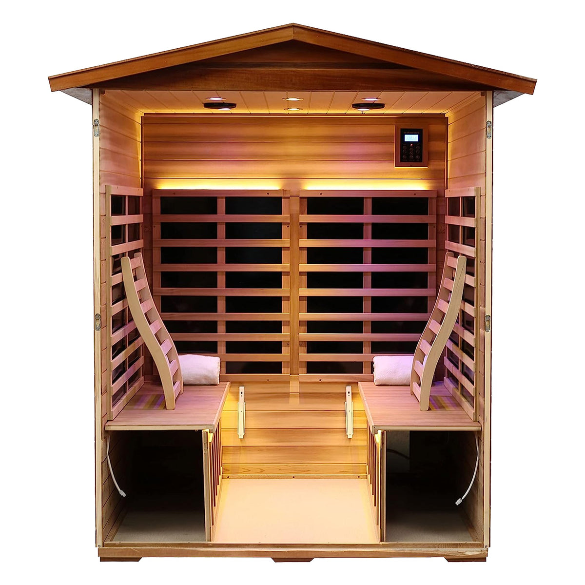 Four-Person Far-Infrared Outdoor Sauna with Carbon Crystal Heating Plates - Natural Hemlock