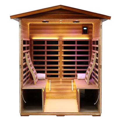 Four-Person Far-Infrared Outdoor Sauna with Carbon Crystal Heating Plates - Natural Hemlock
