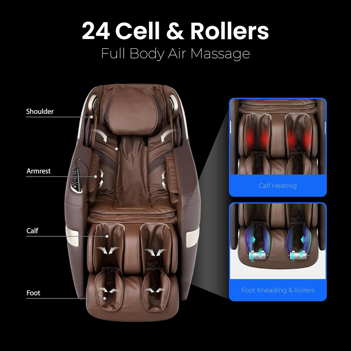 Osaki Titan Quantum Black Massage Chair with 3D Sl-Track Rollers, 3 Step Zero Gravity, Full Body Airbag Massage, Intelligent Voice Control, Back & Calf Heat and Foot Roller Massage