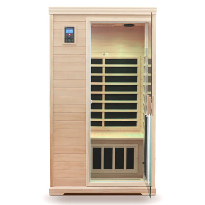 2 Person Far Infrared Hemlock Indoor Sauna Room with Bluetooth Audio - Natural