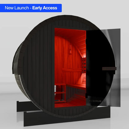 Burneek® Basalt: 2-Person Outdoor Barrel Sauna
