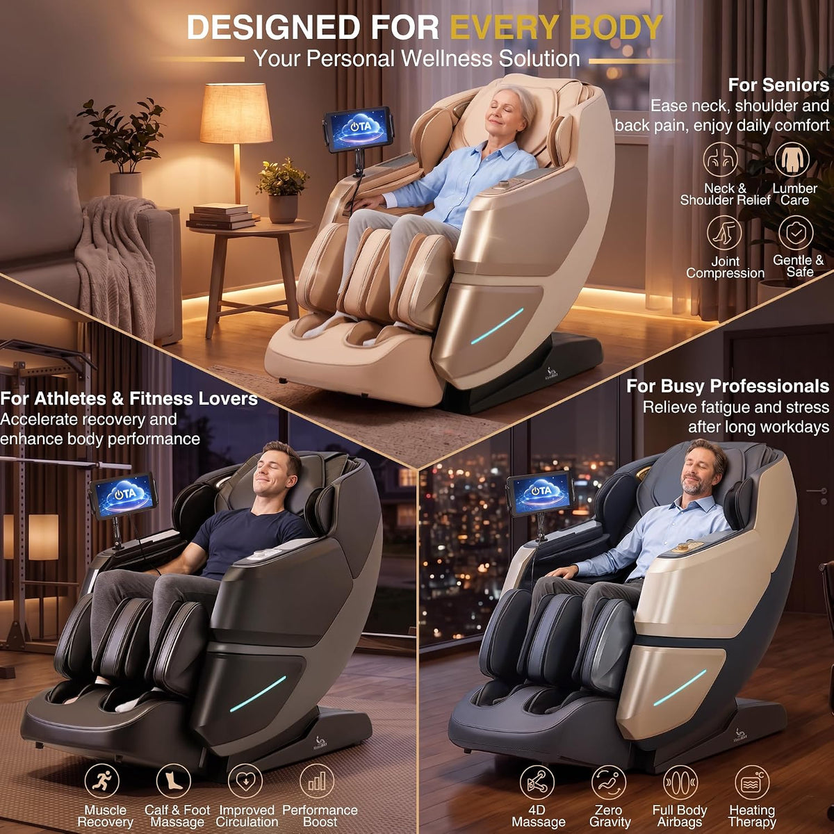 MT339 4D Massage Chair Full Body Recliner, OTA Update, Deep Black