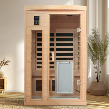 Home Furnishers 2-Person Far Infrared Indoor Sauna with 8 Heating Panels, Hemlock Wood