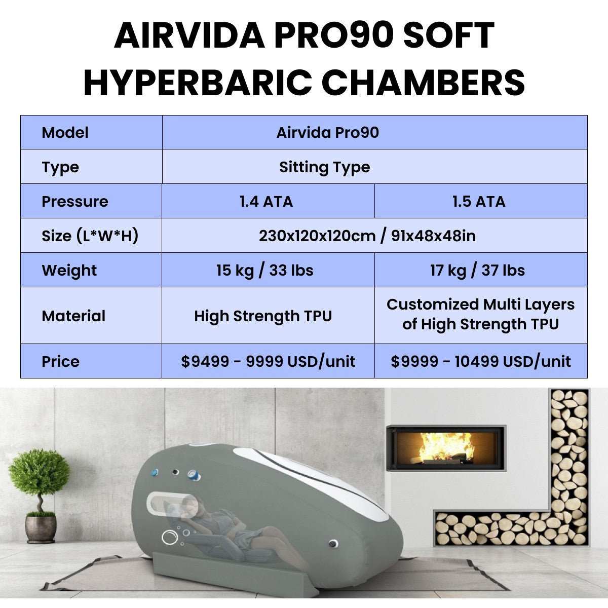 Airvida Pro90 Soft Shell Hyperbaric Chamber