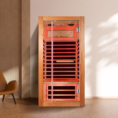 Single-Person Far Infrared Sauna – 7 Carbon Heating Panels, Starry Sky Ceiling, Bluetooth Audio