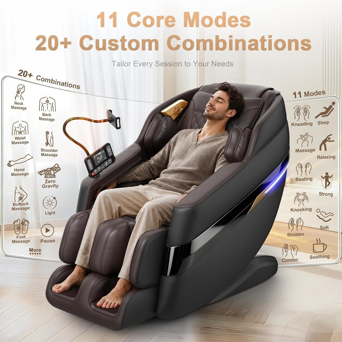 3D Full Body Massage Chair Zero Gravity Sl-Track, Shiatsu Recliner