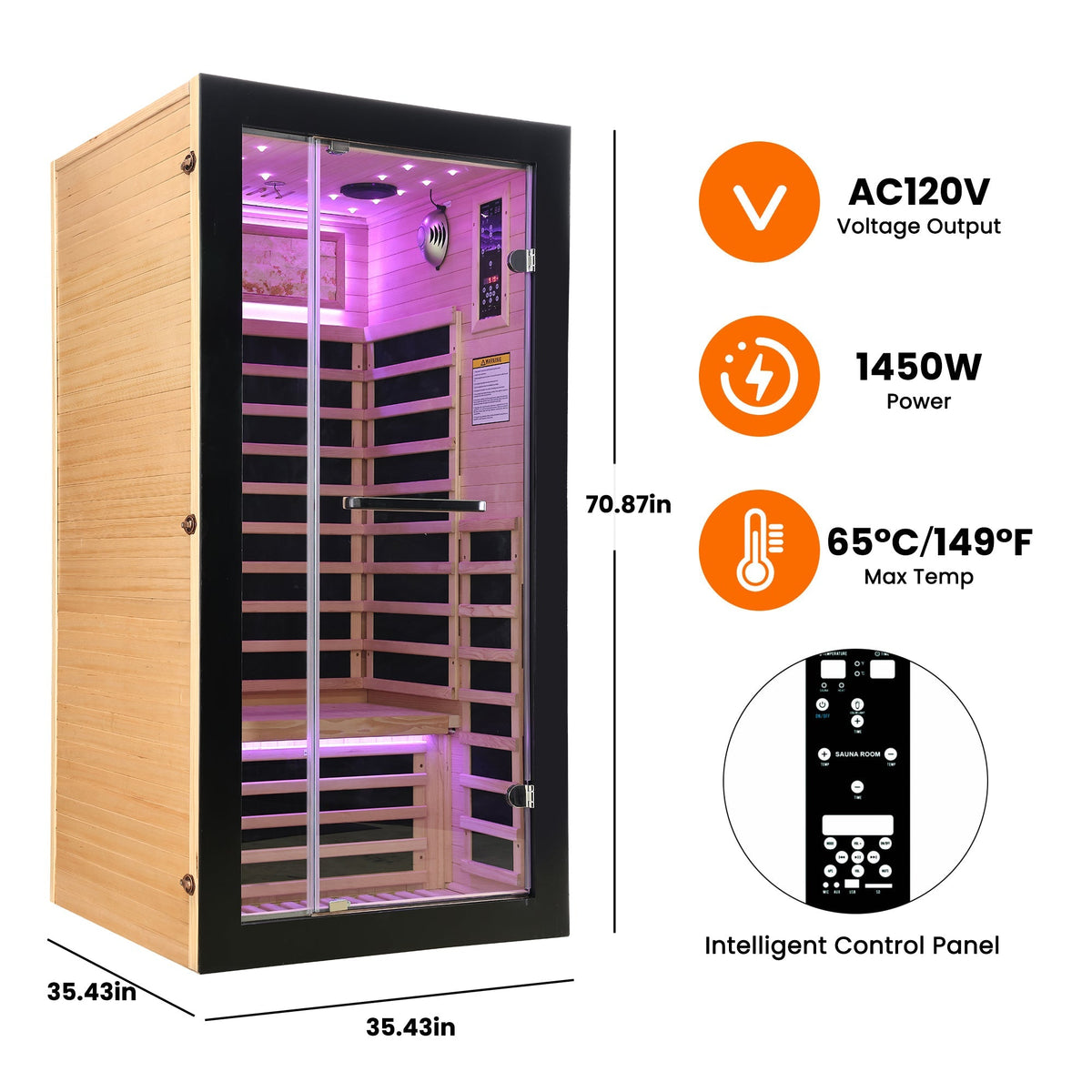 Single-Person Far Infrared Sauna – Hemlock Cabin with Starlight Ceiling