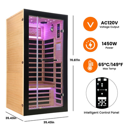 Single-Person Far Infrared Sauna – Hemlock Cabin with Starlight Ceiling