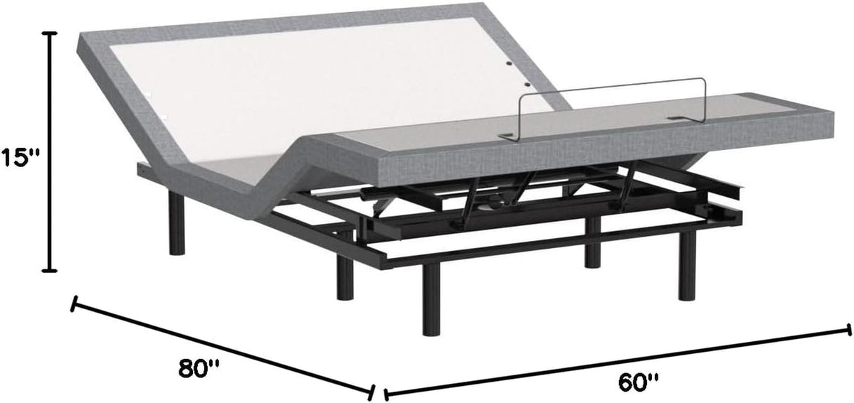 Sven & Son Classic Adjustable Bed Base, Head and Foot Lift, Massage, Under-Bed Lights, USB, Memory, Zero Gravity Smart Frame - Queen