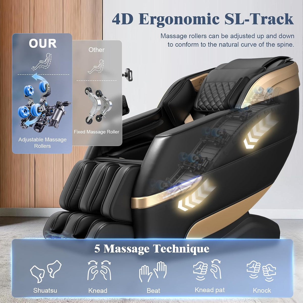 4D Massage Chair Full Body Zero Gravity Recliner Sl-Track Body Scan