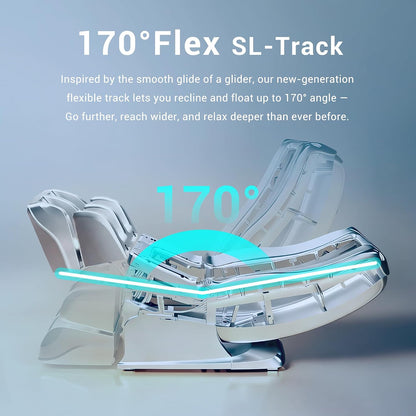 4D Massage Chair Full Body, 170° Flexible SL Track Shiatsu Massage Chairs with Zero Gravity, Bluetooth Speaker, Airbags & Heating, Mc1650(Grey)
