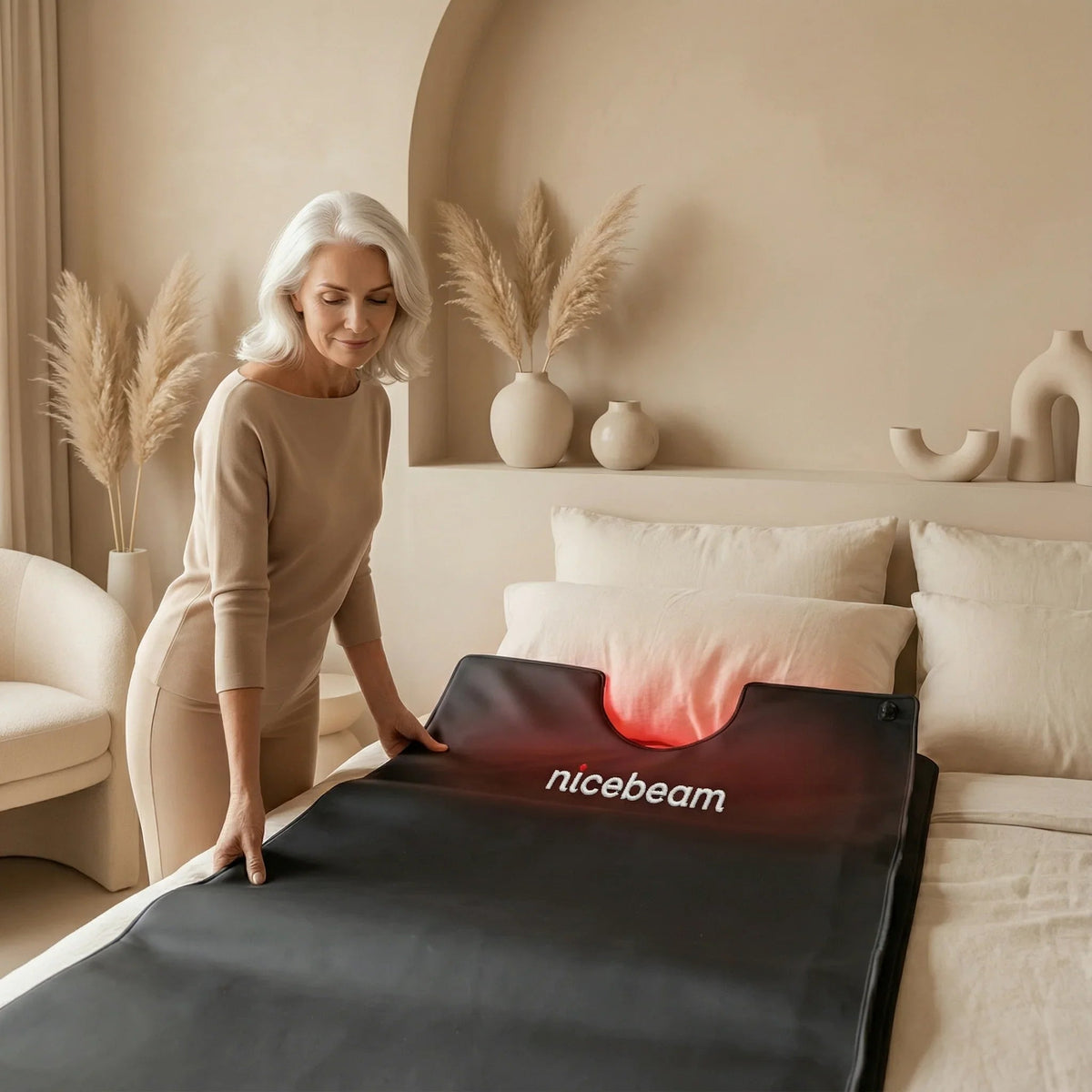 Nicebeam Full Body Red Light Therapy Bag, 7,560 LEDs, 660 nm and 850 nm, Zip-Around Two-Panel Wrap with Adjustable Brightness, Pulse and 60-Minute Timer, Two Sizes