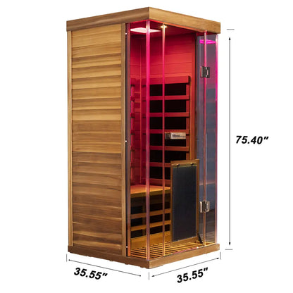 Wizzisauna SR01 1-Person Red Cedar Far Infrared Sauna with 6 Carbon Heaters