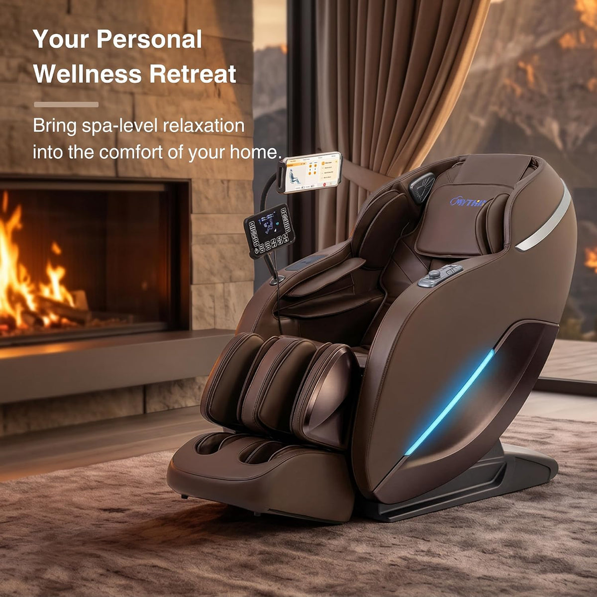 A303C 4D Massage Chair Full Body, Zero Gravity, 55" SL Track, Brown