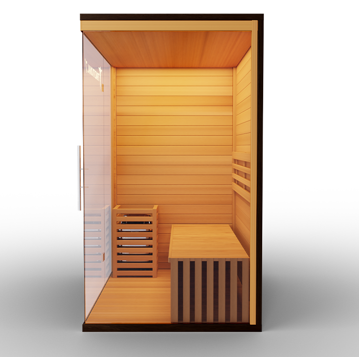 Medical Sauna Traditional 7 3-Person Indoor Steam Sauna, Canadian Hemlock with Two-Wall Glass Design, 4.5 kW Heater and LED Touch Controls