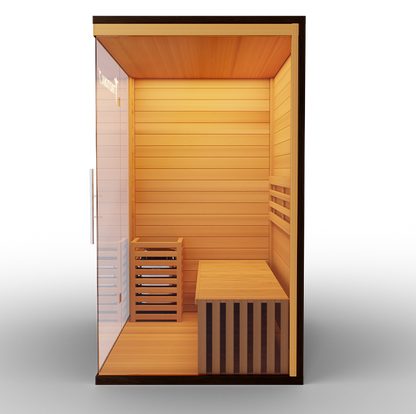 Medical Sauna Traditional 7 3-Person Indoor Steam Sauna, Canadian Hemlock with Two-Wall Glass Design, 4.5 kW Heater and LED Touch Controls