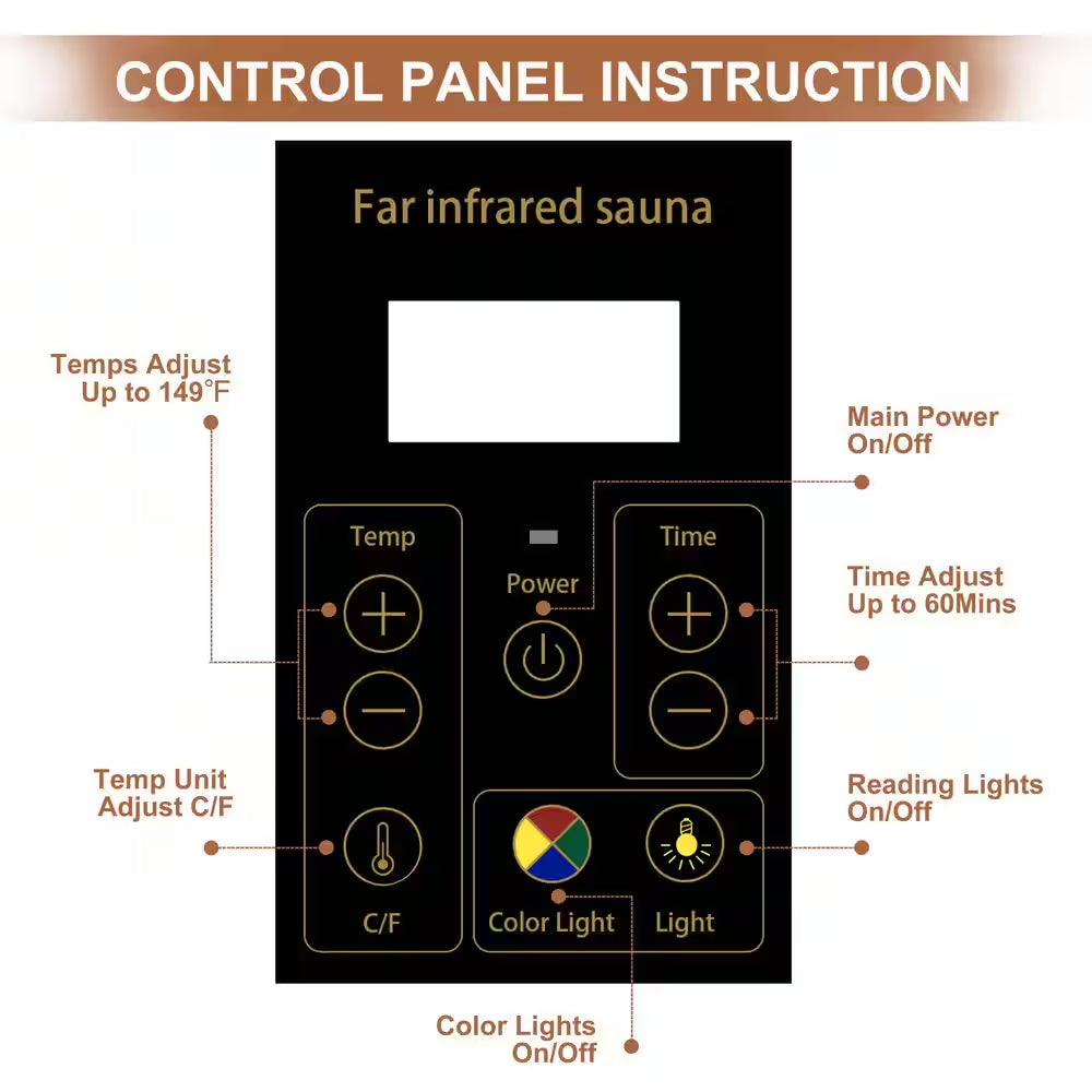 Moray 1-2 Person Outdoor Fir Infrared Sauna with 8 Far-Infrared Carbon Crystal Heaters and Chromotherapy