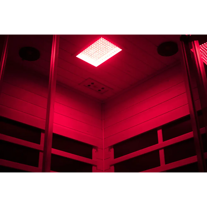 Wizzisauna SR07 2-3 Person Corner Red Cedar Far Infrared Sauna with 8 Carbon Heaters