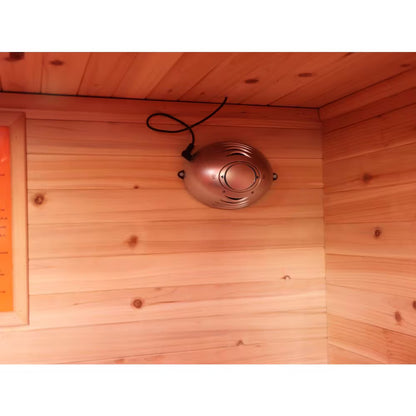 Burlington 2-Person Outdoor Infared Sauna in Hemlock with Weatherproof Cabin, Metal Roof and Bluetooth Sound System