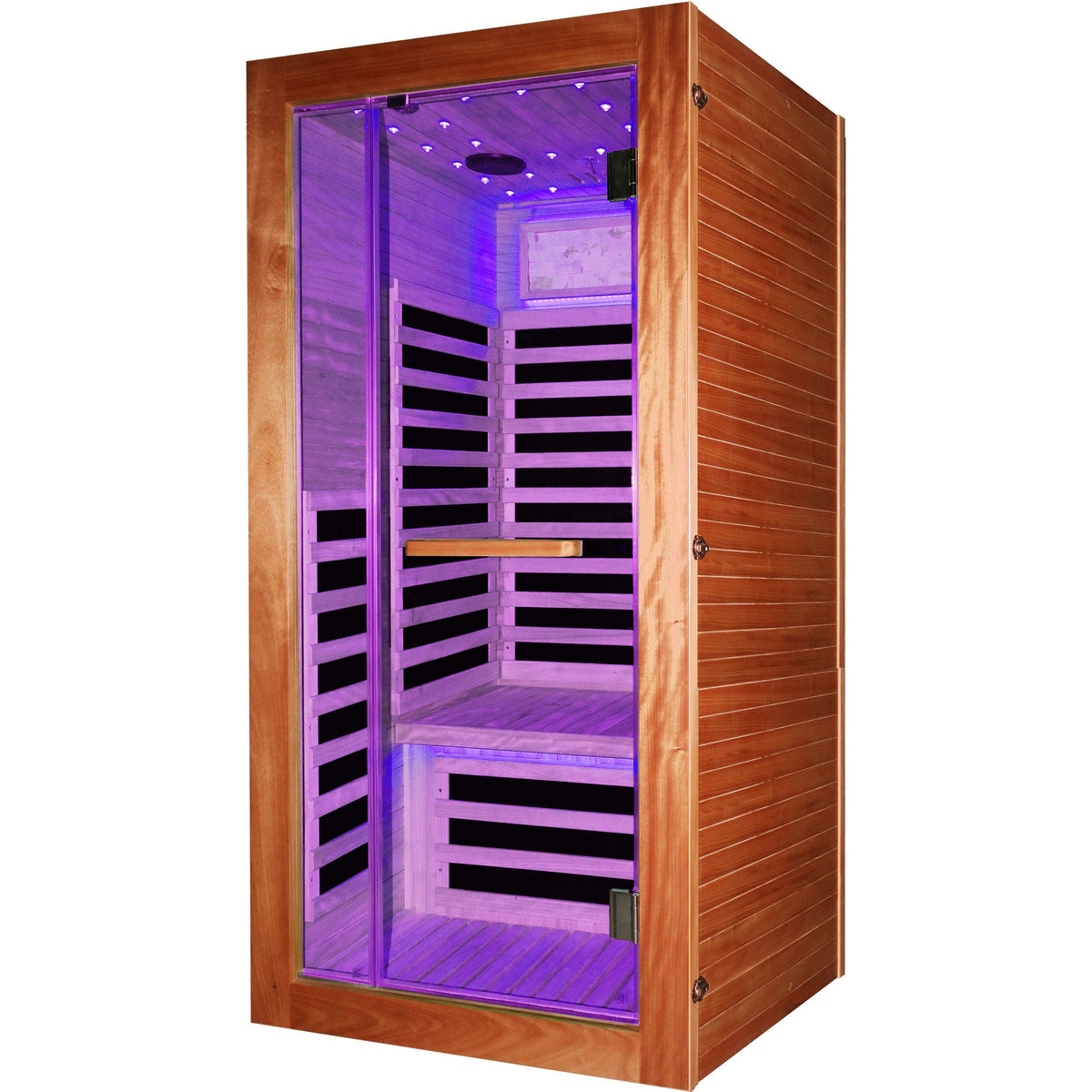 American White Oak Single Person Sauna Room with LED Lighting